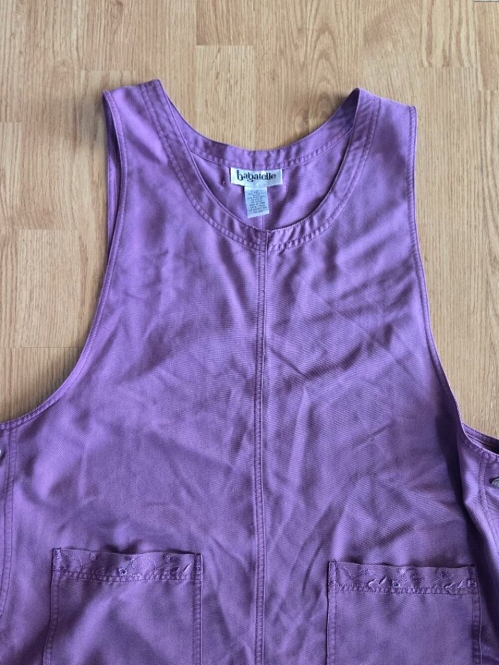 Bagatelle‎ Mauve Jumper Dress L Pinafore Utility Pockets Button Side